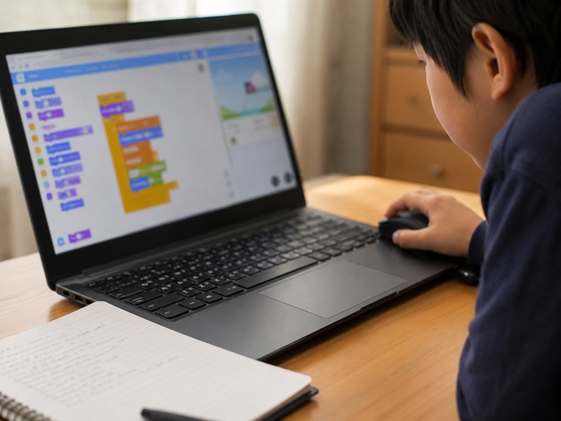 孩子專注調整遊戲的計分與關卡設定