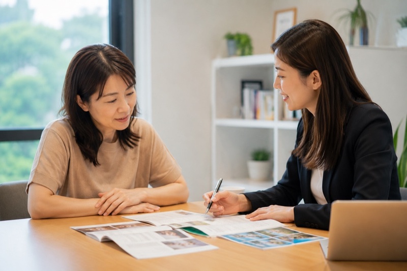 家長與課程顧問面對面討論孩子的程式課方案與費用規劃